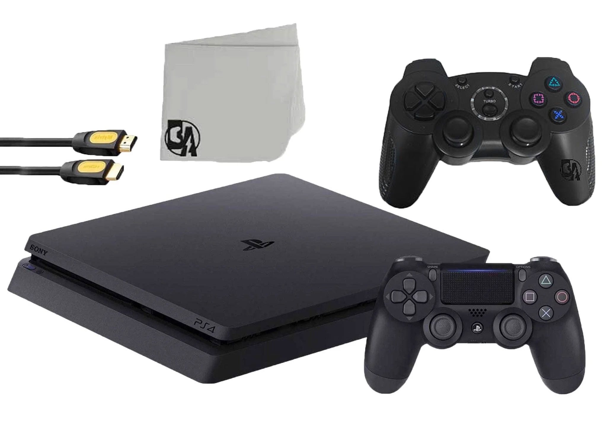Restored Sony 2215A PlayStation 4 Slim 500GB Gaming Console Black 2 Controller Included BOLT AXTION Bundle (Refurbished)
